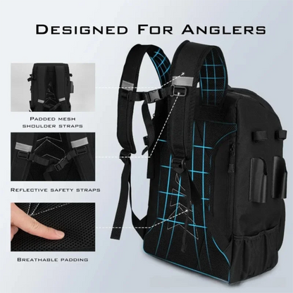 Fishing Backpack with Rod Holders – Heavy-Duty Tackle Storage Bag